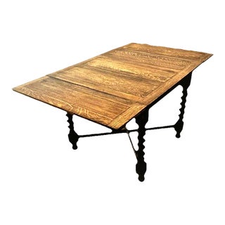 Antique English Barley Twist Pub Table in Fumed Oak - Circa 1910 For Sale