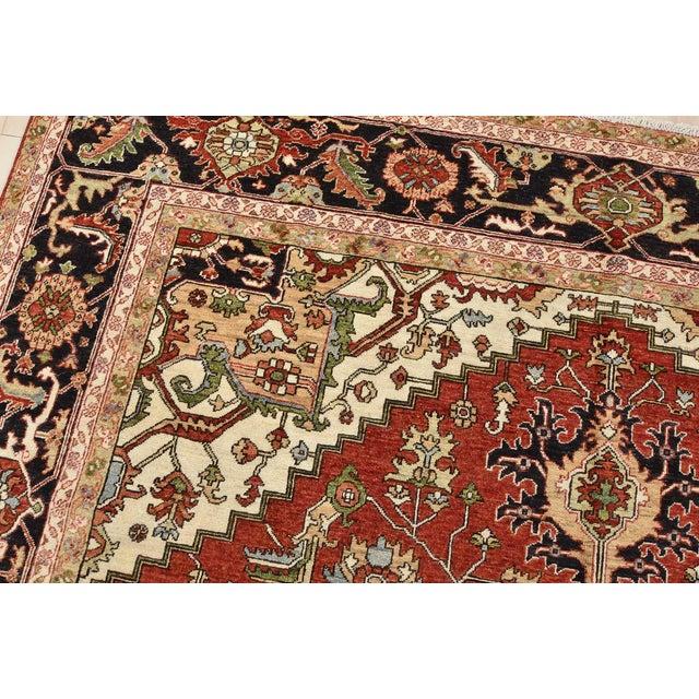 Textile Heriz Ziegler Rug 9′ X 11’11” Red Wool Traditional Hand-Knotted Oriental Carpet For Sale - Image 7 of 15