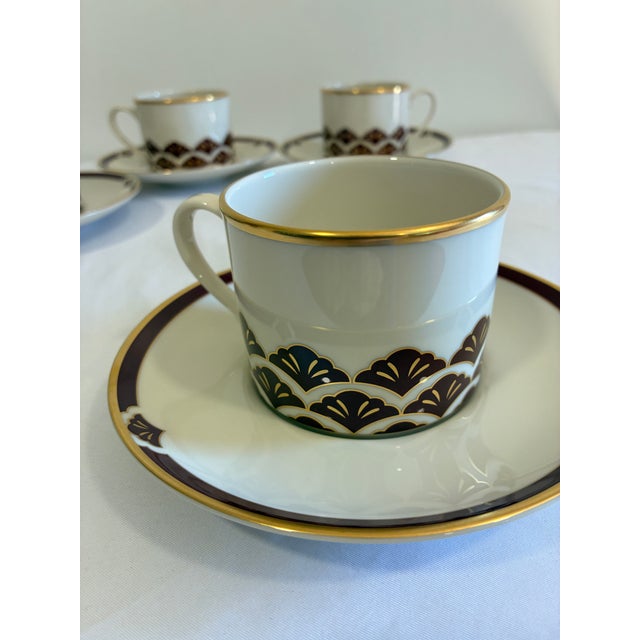 Vintage Pickard Ensemble Burgundy Gold Cups & Saucers - 8 pcs For Sale In Oklahoma City - Image 6 of 11