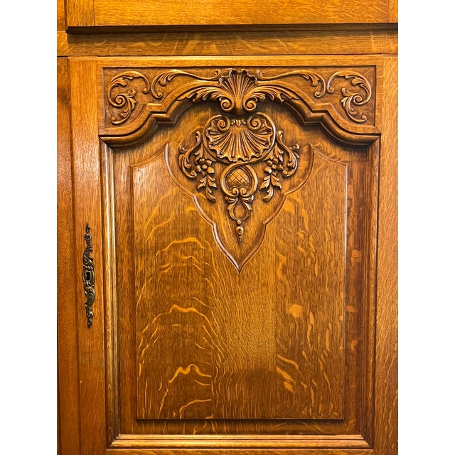 Sienna Mid 20th Century Mid-Century Belgian Oak Armoire With Pocket Doors For Sale - Image 8 of 10