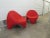 Vintage Fire Engine Red Italian Lounge Chairs - a Pair For Sale - Image 4 of 13