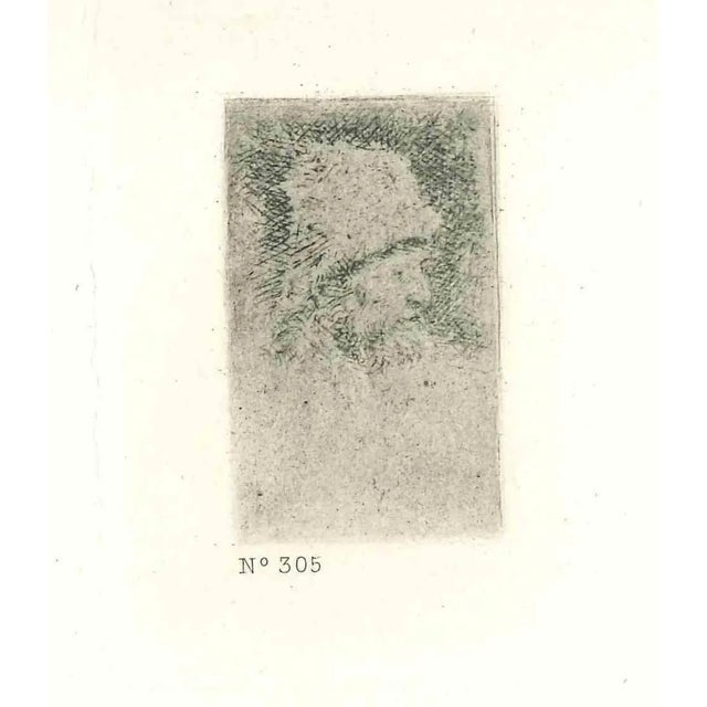 After Rembrandt, Head of a Man, Etching, 19th Century For Sale