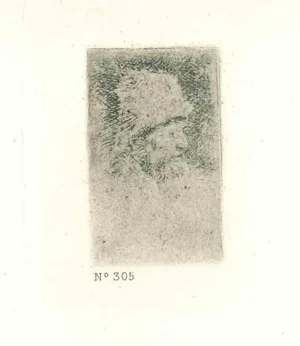 After Rembrandt, Head of a Man, Etching, 19th Century