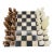 Vintage Hand Carved Marble & Onyx Chess Set With Sculptural Aztec Inspired Pieces For Sale