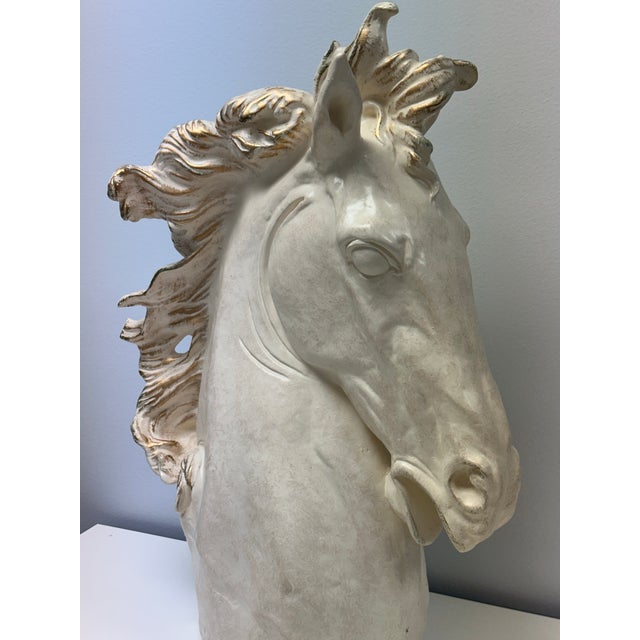Hollywood Regency Vintage Plaster Horse Head Sculpture For Sale - Image 3 of 8