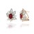 Art Deco Big Floral Clip-On Studs Earring With Brilliant Ruby & Diamonds - 2 Pieces For Sale - Image 3 of 4