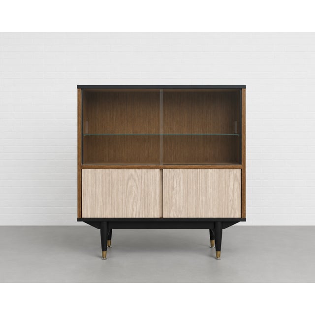 Mid Century Modern Display Cabinet | Walnut & Melamine Bookcase by Berry Furniture, Made in England, C. 1960’s For Sale - Image 4 of 15