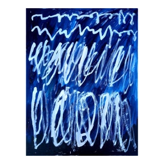 19.6" X 25.5" - Cy Twombly Inspired Abstract Original Oil Painting, Unframed For Sale