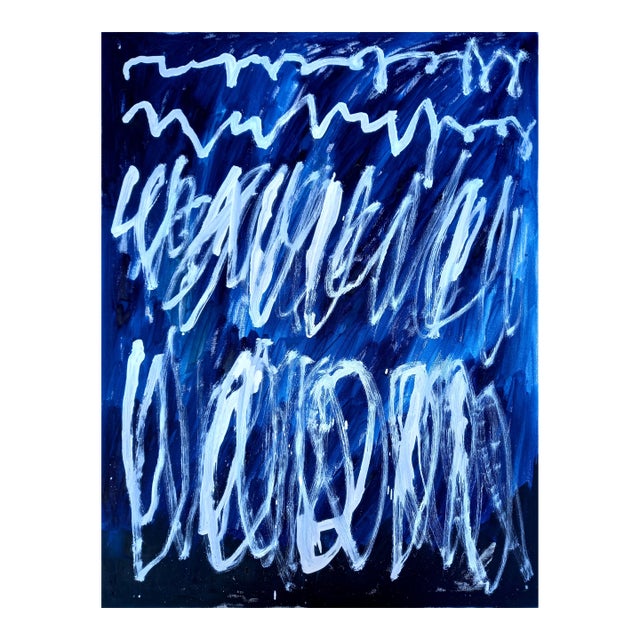 19.6" X 25.5" - Cy Twombly Inspired Abstract Original Oil Painting, Unframed For Sale