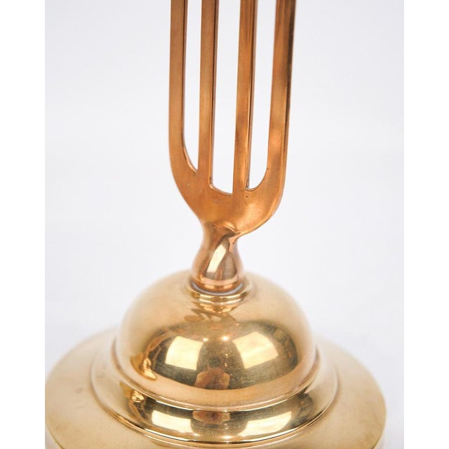 Vintage Three-Armed Candlesticks in Brass, 1920s, Set of 2 For Sale - Image 6 of 10