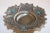 Metal cast Silvered Platter with Turquoise stones Inlaid. Nice decorative bowl . Size:9" Diameter x 2" h.