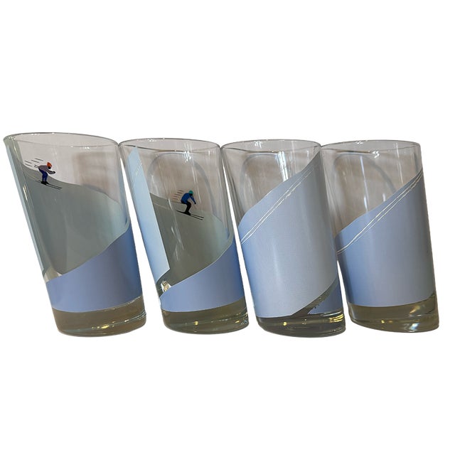 Vintage Italian Alpine Skier Highball Cocktail Glasses — Set of 4 For Sale - Image 4 of 14