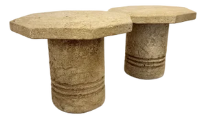 Faux Coral Rock Pedestal Side Tables From 80's/a Pair