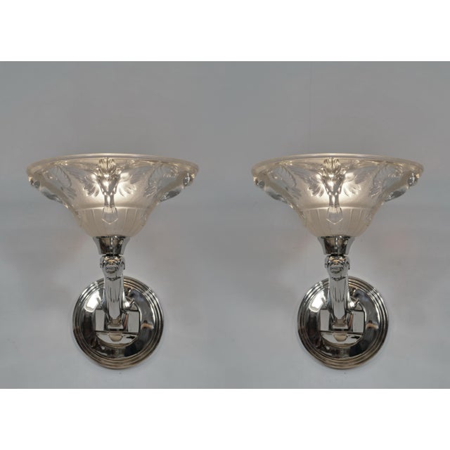 Art Deco French Art Deco Wall Sconces by Boris Lacroix 1930s France - A Pair For Sale - Image 3 of 16