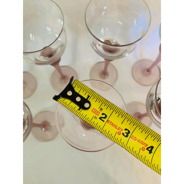 Vintage Frosted Dusty Rose-Color Stem Deco-Style Wine Glasses- Set of 9 For Sale - Image 10 of 13