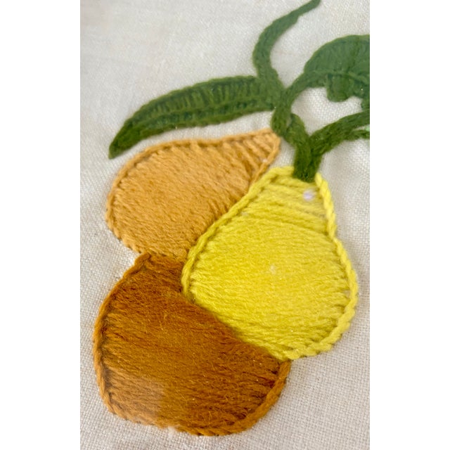 Embroidered Trio of Pears Fabric Art Wall Hanging For Sale - Image 11 of 12