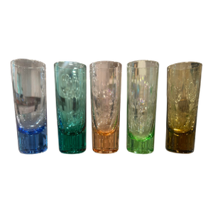 1970s Mid Century Modern Shot Glasses in Various Colors- Set of 5