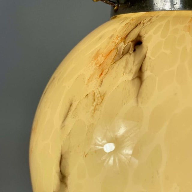 Art Deco Opaline Glass and Nickel Ball Flush Mount with Tassel, Germany, 1930s For Sale - Image 6 of 18
