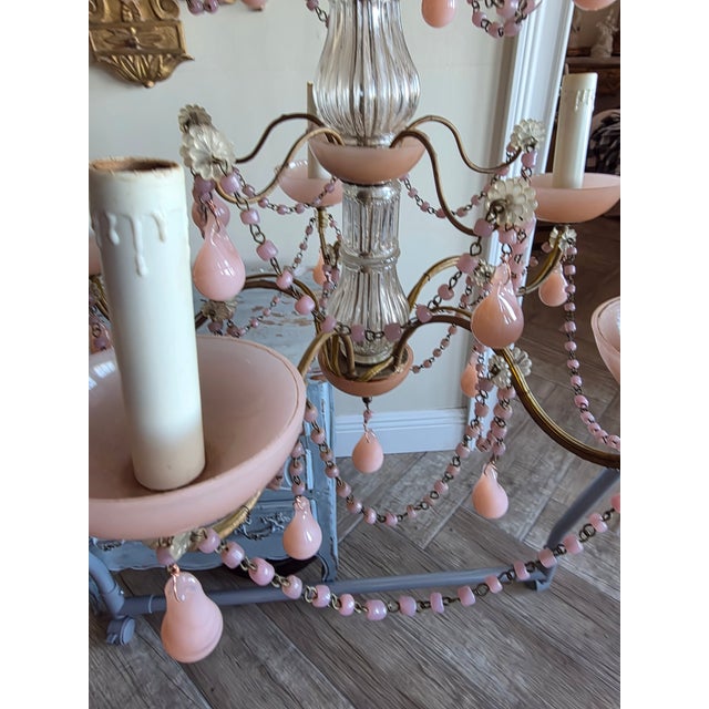Pink Opaline Chandelier For Sale - Image 9 of 13