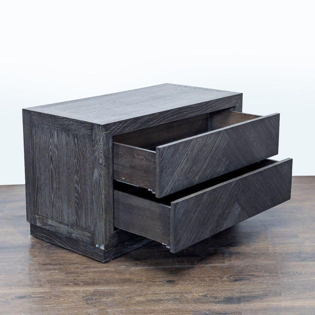 Modern Restoration Hardware Large Two Drawer Nightstand With Chevron Pattern For Sale - Image 3 of 8