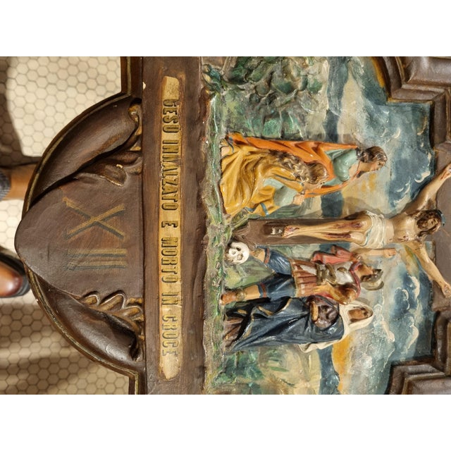 Stations of the Cross Triptych: VI, XI and XII, Painted High Relief Plaster, Cement and Stone Casts, Set of 3 For Sale - Image 10 of 18