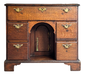 Antique 18th Century Georgian Oak Kneehole Desk Wood with Cupboard