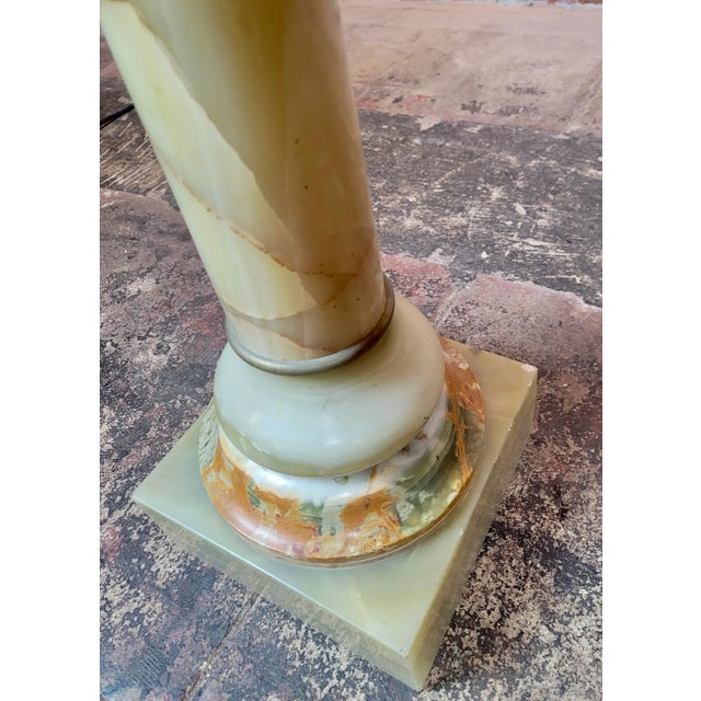 19th Century 19th Century French Empire Light Green Variegate Onyx & Bronze Pedestal For Sale - Image 5 of 11