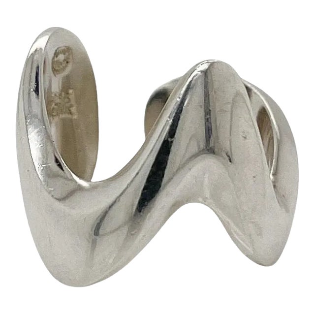 Vintage Modernist Georg Jensen Sterling Silver Ring Model No. A 77 C by Ole Ishøj Size 5.5 For Sale