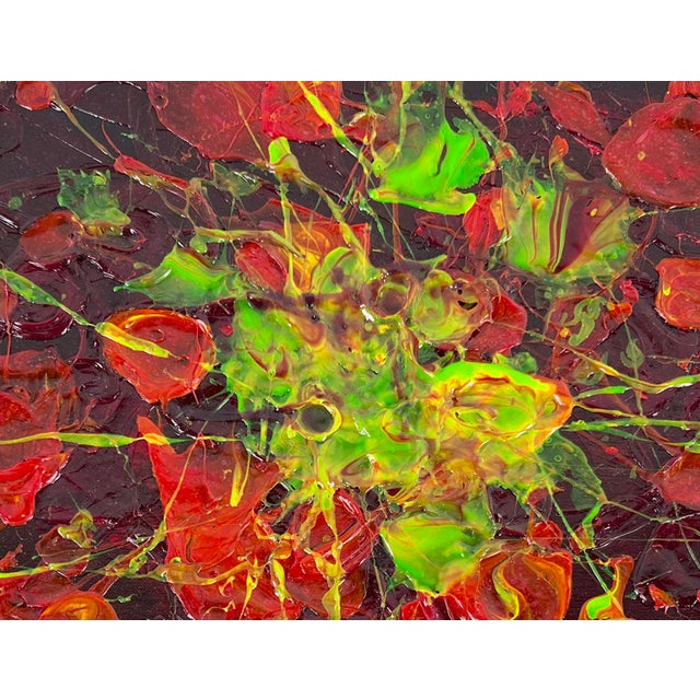 Floral Abstract Still Life California Golden Poppies Original Oil on Canvas Textured abstract composition of California...