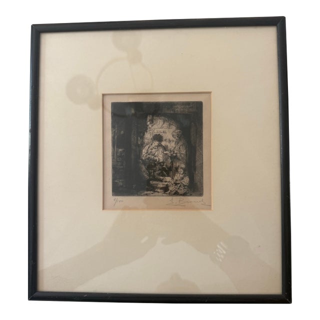 Late 19th Century Etching “The Little Cobbler” by Auguste Brouet (1872–1941) For Sale