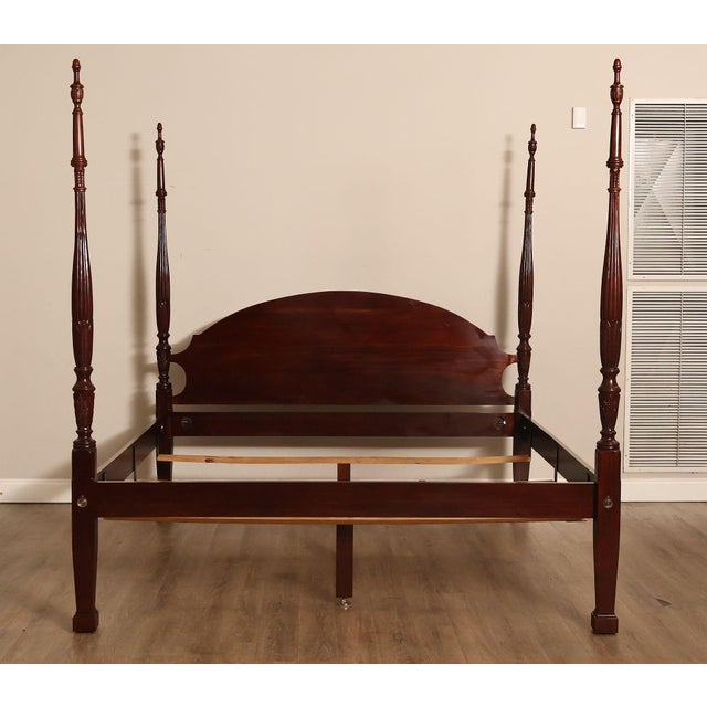 Craftique Mebane Rice Traditional Mahogany King Four Poster Bed For Sale - Image 16 of 18