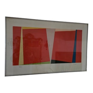 Vintage Mid Century Modern Signed Abstract Lithograph For Sale