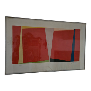 Vintage Mid Century Modern Signed Abstract Lithograph