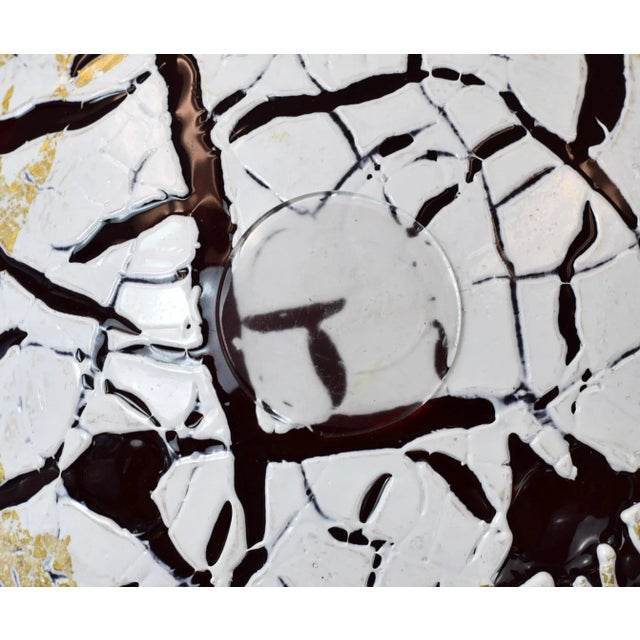 Blaker DeSomma Signed Art Glass Vase Gold Red White For Sale - Image 9 of 10