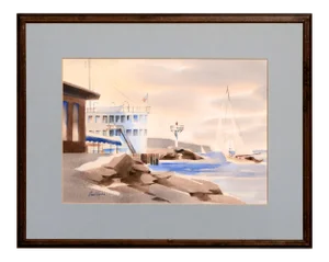 Gene Wynne "At the Princess Louise, Redondo Beach" Impressionist Watercolor Landscape 1974