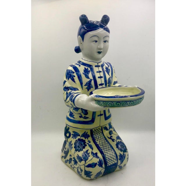 Mid 20th Century Chinese Woman Holding Plate Figurine For Sale - Image 9 of 12
