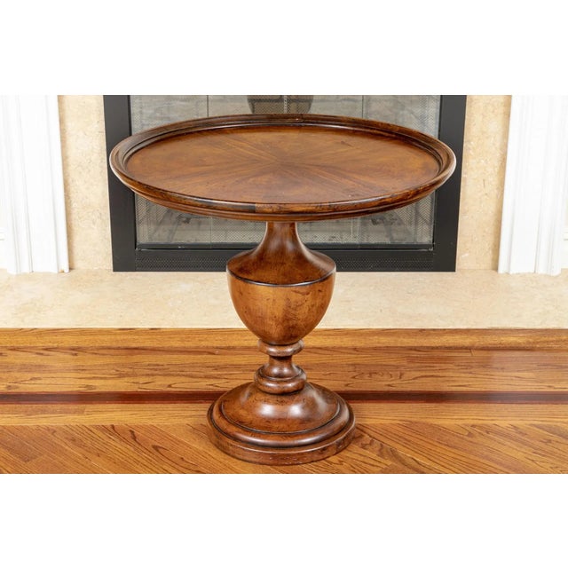 Late 20th Century Vintage Drexel Heritage Round Walnut Pedestal Accent