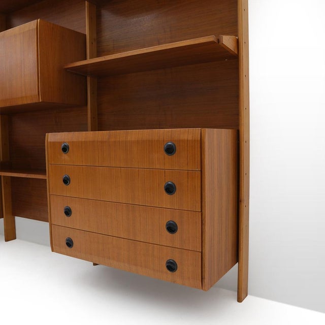 Wood Wall Unit with Shelves, Drawers and Cabinets, 1960s For Sale - Image 7 of 18