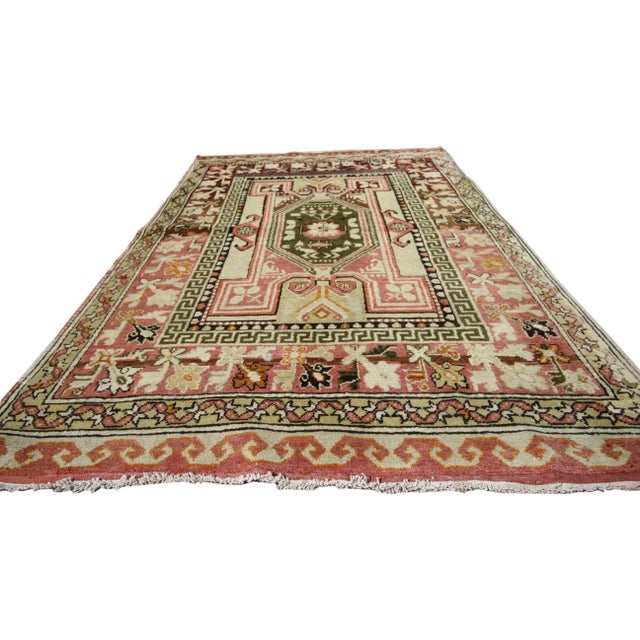 Mid-Century Modern Vintage Turkish Oushak Rug with Modern Style - 03'06 x 05'02 For Sale - Image 3 of 9