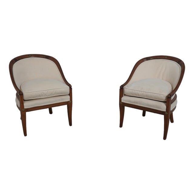Pair of French Regency Style Mahogany Tub Chairs For Sale