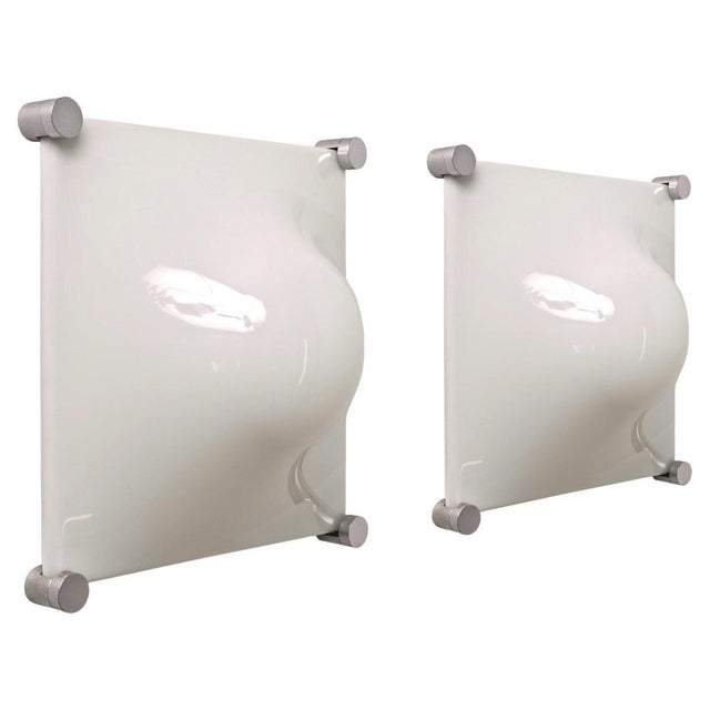 Bolla Lamps in White Acrylic Glass by Elio Martinelli for Martinelli Luce, Italy, 1960s, Set of 2 For Sale - Image 14 of 14