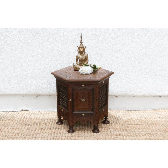 Antique Damascus Carved Octagonal Inlay End Table For Sale - Image 10 of 10