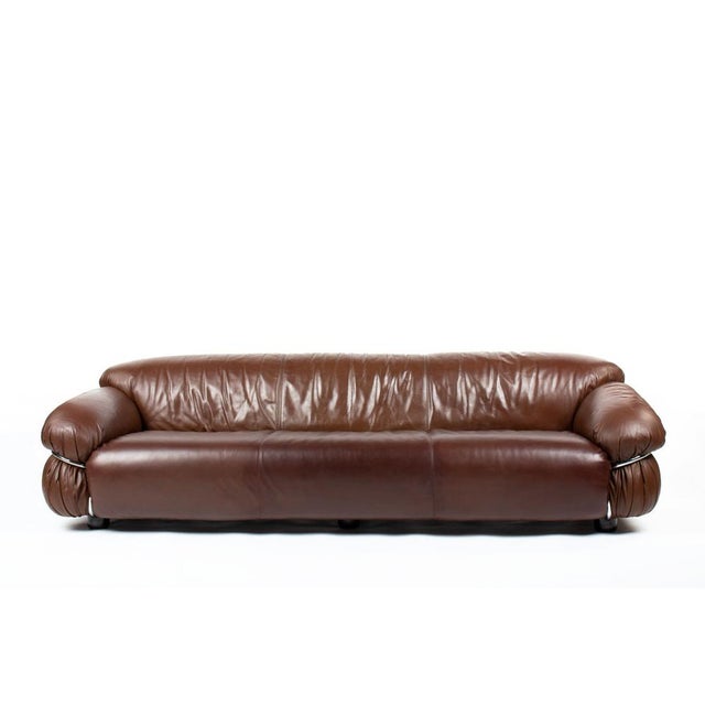 Sesann 3-Seater Sofa in Brown Leather by Gianfranco Frattini for Cassina, 1970s For Sale - Image 10 of 10