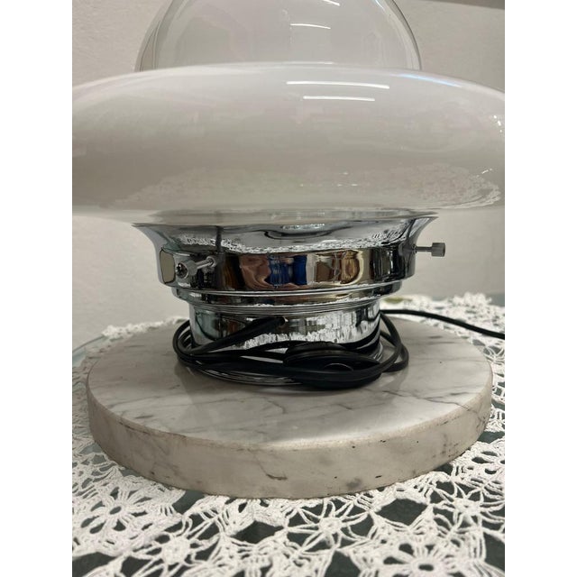 Space Age UFO Table Lamp in Steel with Marble and Opaline Glass, 1970s For Sale - Image 11 of 14