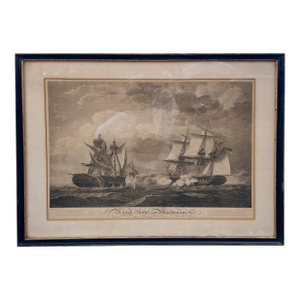 1800s Nautical Engraving Depicting 1812 Uss United States vs HMS Macedonian