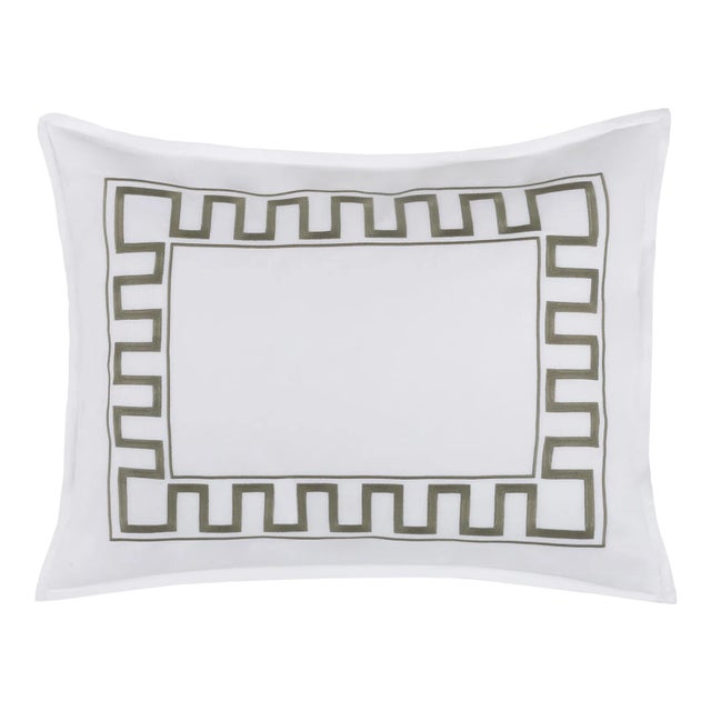 Erin Gates x Kassatex Greek Key Standard Sham, Set of 2 in Sage For Sale
