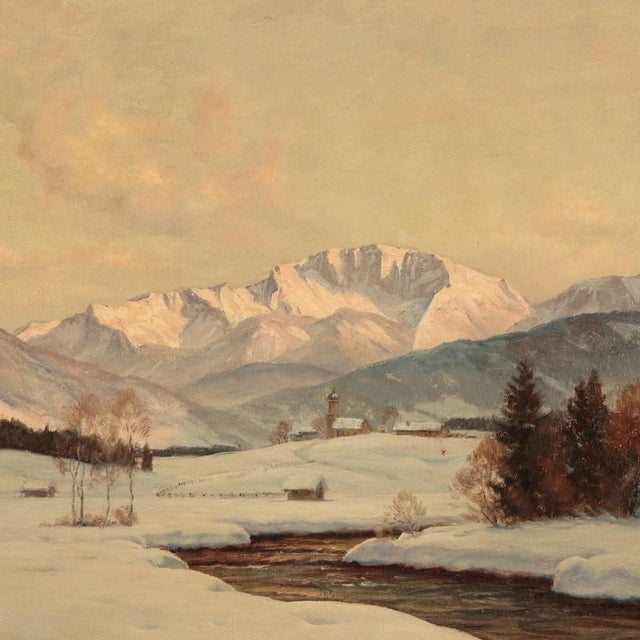 Erwin Kettemann, Alpine Landscape, Oil on canvas, Framed For Sale - Image 3 of 12