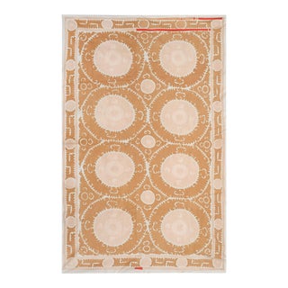 Vintage White Washed Pink Suzani Bedspread, Pastel Old Embroidery Uzbek Fabric, Boho Wall Hanging Decor, Uzbek Textile 7'7'' X 11'4'' For Sale