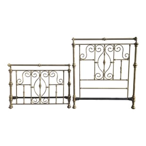 Vintage French Country Brass Full Bed Frame ~ W Headboard, Footboard, Rails
