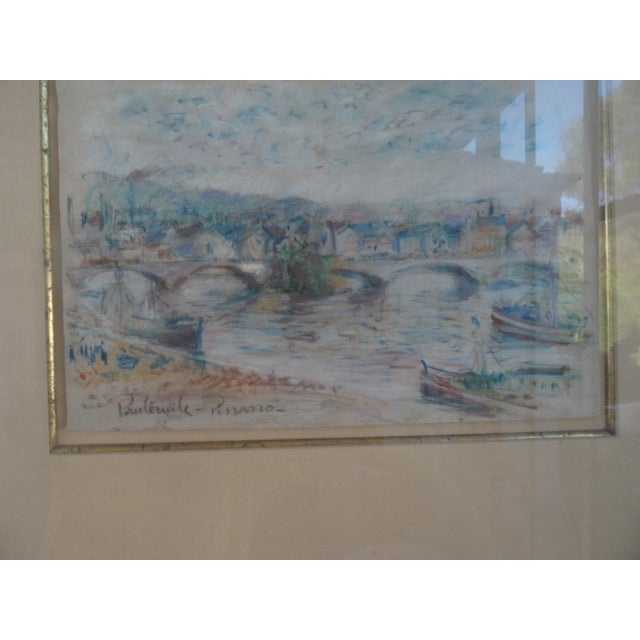 Paul Emile Pissarro "Marine Grand Pont" Original Pastel Painting 1920s For Sale - Image 9 of 10